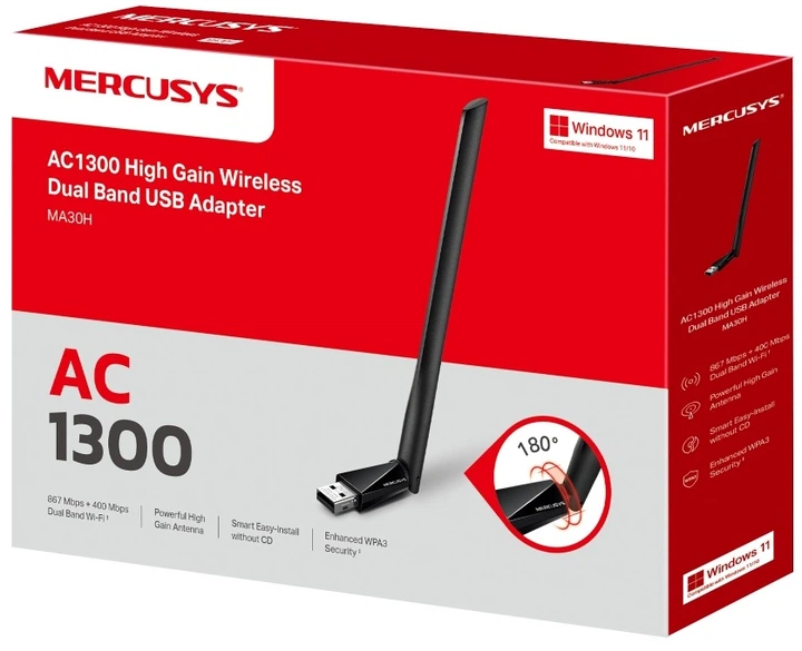 USB-адаптер Mercusys AC1300 (MA30H) (7086720) - изображение 7