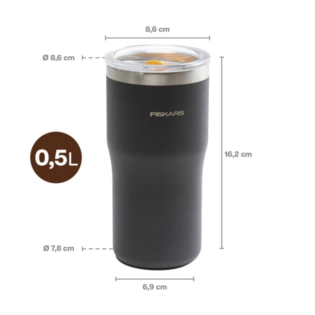 Термокухоль Fiskars On-the-go 0.5 л, колір чорний (1078762) - зображення 2