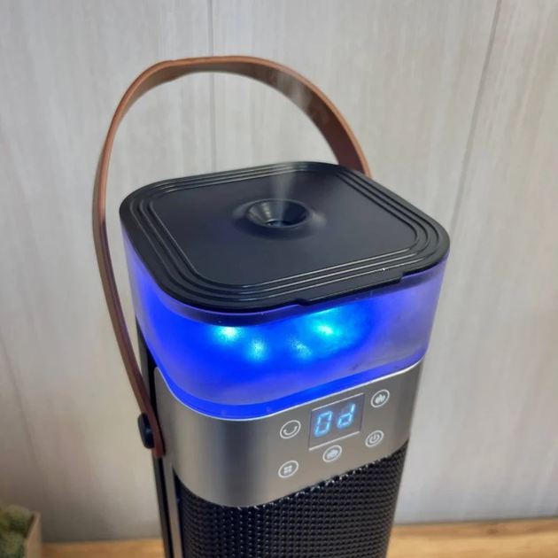 Тепловентилятор керамический Portable Fan Heater HQN218-28QD с увлажнителем воздуха 1500 Вт LED дисплеем сенсорным управлением эффектом пламени черный - изображение 5