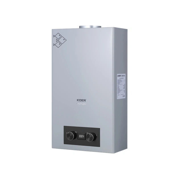 Газова колонка KOER KWH.G0110 GRAY димохідна 10 л/хв, колір сірий (KR5555) - зображення 2