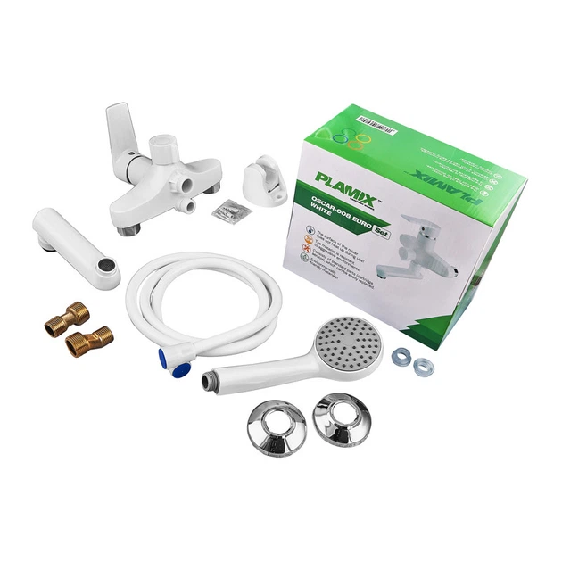 Змішувач для ванни PLAMIX OSCAR-008 EURO SET WHITE (зі шлангом, лійкою та кронштейном) (Колір білий) (PM0698) - Фото 3 Змішувач для ванни PLAMIX OSCAR-008 EURO SET WHITE (зі шлангом, лійкою та кронштейном) (Колір білий) (PM0698) - изображение 3
