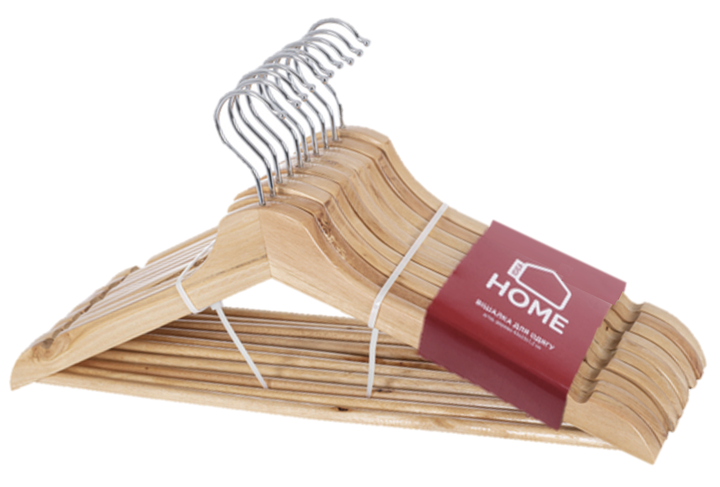 Набір плечиків IDEA HOME RE05210 дерево 44.5×23×1.2 см (10 шт) - Фото 1 Набір плечиків IDEA HOME RE05210 дерево 44.5×23×1.2 см (10 шт) - изображение 1