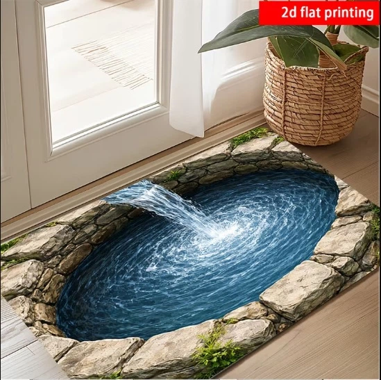 Коврик 2D "Горный водопад" 50×80 см — противоскользящий фланелевый коврик для дома - Фото 3 Коврик 2D "Горный водопад" 50×80 см — противоскользящий фланелевый коврик для дома - изображение 3