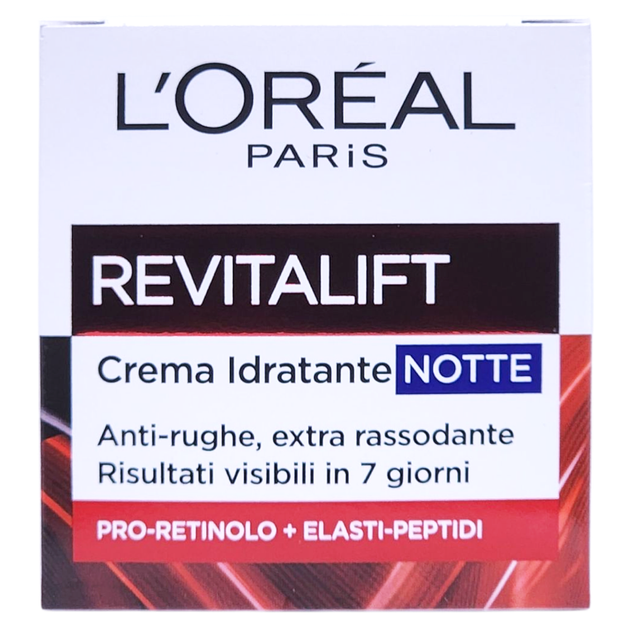 Крем для обличчя нічний зволожуючий проти зморшок 40+ L'OREAL revit. idr. lift. cr anti rughe notte 50 мл. - Фото 1 Крем для обличчя нічний зволожуючий проти зморшок 40+ L'OREAL revit. idr. lift. cr anti rughe notte 50 мл. - зображення 1