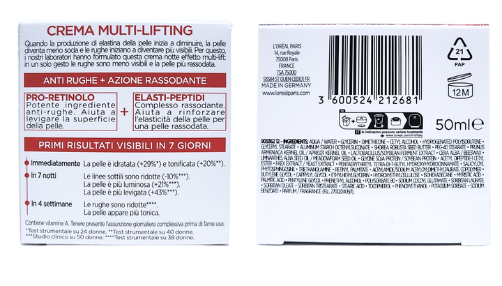Крем для обличчя нічний зволожуючий проти зморшок 40+ L'OREAL revit. idr. lift. cr anti rughe notte 50 мл. - Фото 2 Крем для обличчя нічний зволожуючий проти зморшок 40+ L'OREAL revit. idr. lift. cr anti rughe notte 50 мл. - зображення 2