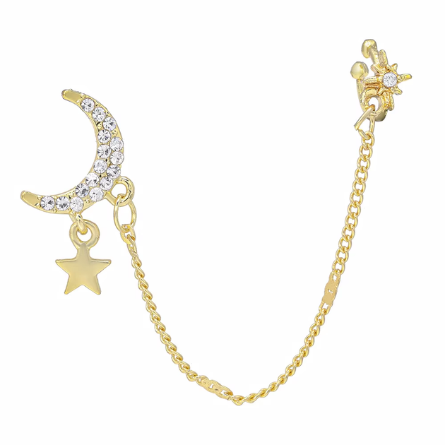 Каф кліпс на вухо місяць і зірочка зірка Star Earcuff - зображення 2