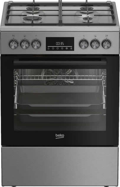 Плита Beko комбінована, 72л, 60x60см, конвекція, дисплей, телескопічна направляюча, нержавіюча сталь - Фото 1 Плита Beko комбінована, 72л, 60x60см, конвекція, дисплей, телескопічна направляюча, нержавіюча сталь - зображення 1