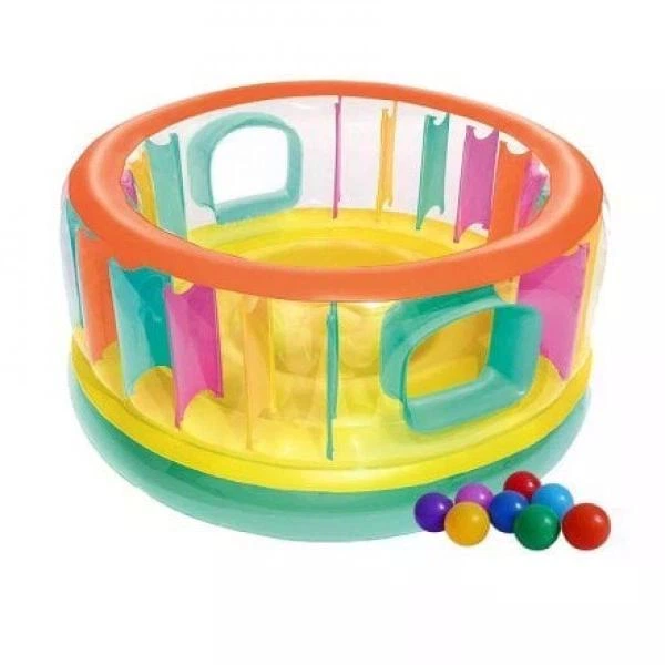 Надувний батут Bestway 52262-1 Bounce Jam Bouncer дитячий різнобарвний круглий відкритий з вінілу до 85 кг з кульками 10 шт 180х86 см (9-163-52262-1 BW) - Фото 1 Надувний батут Bestway 52262-1 Bounce Jam Bouncer дитячий різнобарвний круглий відкритий з вінілу до 85 кг з кульками 10 шт 180х86 см (9-163-52262-1 BW) - зображення 1