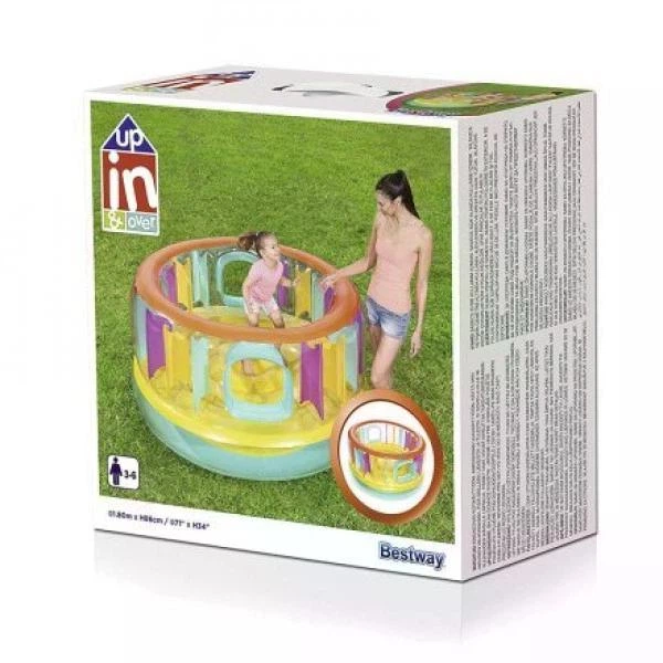 Надувний батут Bestway 52262-2 Bounce Jam Bouncer дитячий різнобарвний круглий відкритий з вінілу до 85 кг з кульками 10 шт підстилкою та насосом 180х86 см (9-163-52262-2 BW) - зображення 6