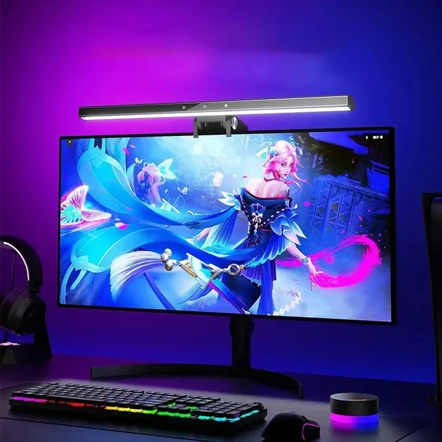 Лампа на монітор (Скрінбар) S5 RGB Black: 12W, сенсорне керування, фонове підсвічування - зображення 7