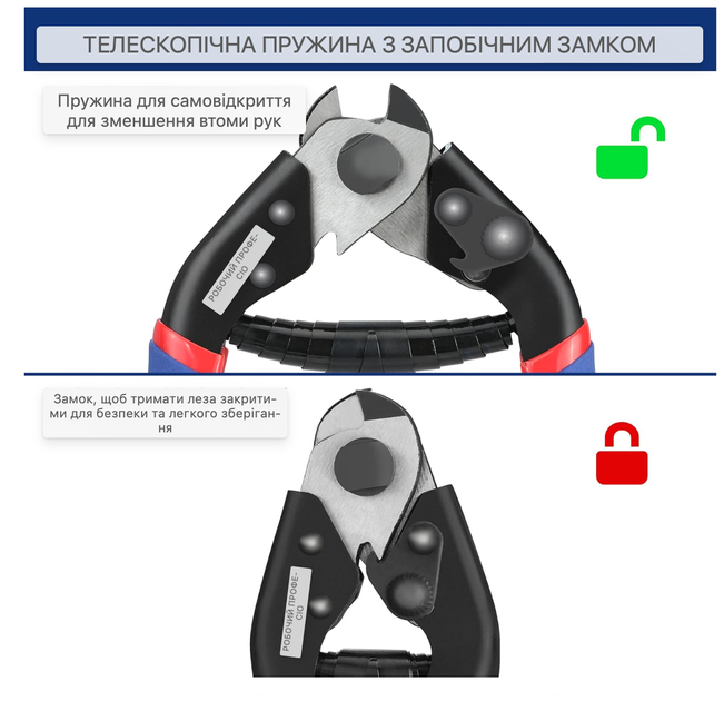 Резак для троса WORKPRO 190 мм ножницы для стальной проволоки Cr-V кабелерез для троса велосипеда и кабеля - изображение 4