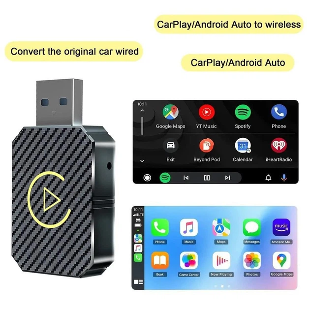 Адаптер для авто CarPlay і Android Auto бездротовий, під'єднання через USB і Bluetooth, чорний - зображення 2