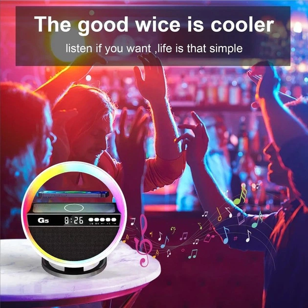 Багатофункціональна колонка G5 з будильником, RGB-підсвіткою й бездротовою зарядкою - зображення 4