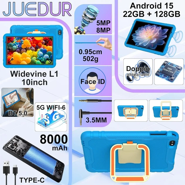Планшет 10'' JUEDUR R500 8+22/128Gb 8 ядер Android 15 8000 мАч Черный (102011018) - Уценка - изображение 2