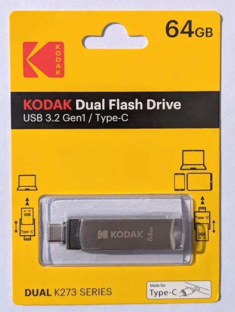 Флешка Kodak Dual K273 64 ГБ USB 3.2/Type-C - изображение 10