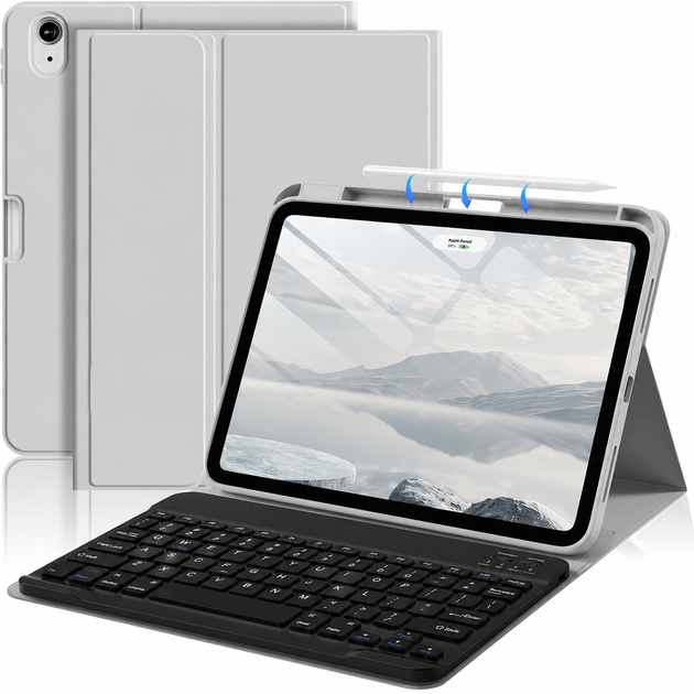 Клавиатурный чехол для iPad Air 11" совместимый с M4/M3/M2/M1 серый QWERTY съёмная Bluetooth-клавиатура - Фото 1 Клавиатурный чехол для iPad Air 11" совместимый с M4/M3/M2/M1 серый QWERTY съёмная Bluetooth-клавиатура - изображение 1