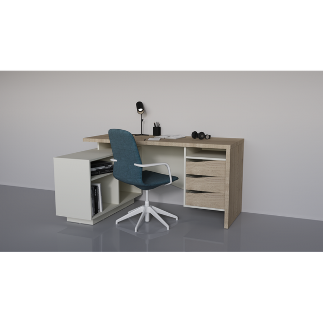 Стол компьютерный в кабинет, офис из ЛДСП CONNECT 3 L SK 157×78 см Intarsio Дуб кремона котта / Стоун бейж - Фото 3 Стол компьютерный в кабинет, офис из ЛДСП CONNECT 3 L SK 157×78 см Intarsio Дуб кремона котта / Стоун бейж - изображение 3