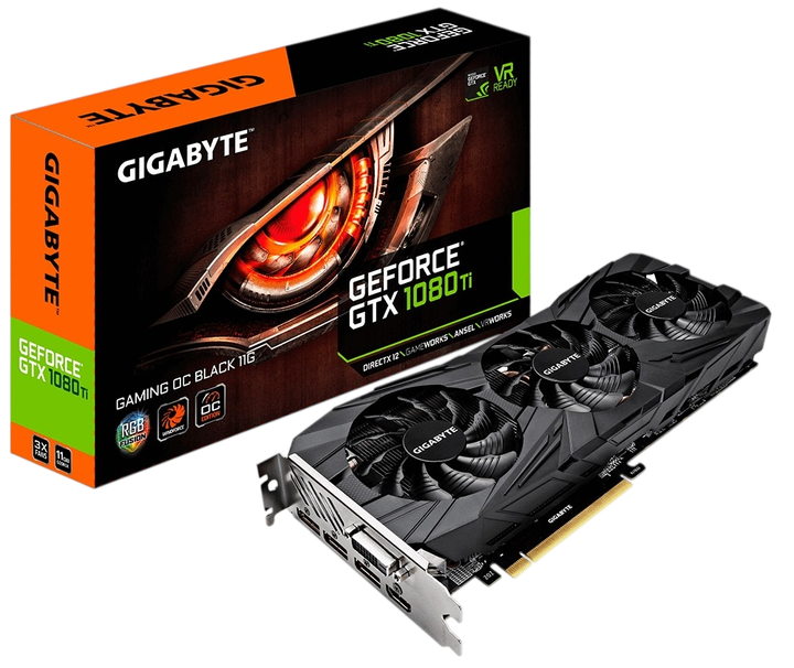 Відеокарта GeForce GTX 1080 Ti 11GB Gigabyte Gaming OC Black (GV-N108TGAMINGOC BLACK-11GD) Б/В - Фото 1 Відеокарта GeForce GTX 1080 Ti 11GB Gigabyte Gaming OC Black (GV-N108TGAMINGOC BLACK-11GD) Б/В - изображение 1
