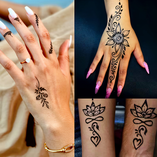 Хна для тимчасового тату EYIR Temporary Tattoo, колір Чорний, 15 мл - Фото 2 Хна для тимчасового тату EYIR Temporary Tattoo, колір Чорний, 15 мл - зображення 2