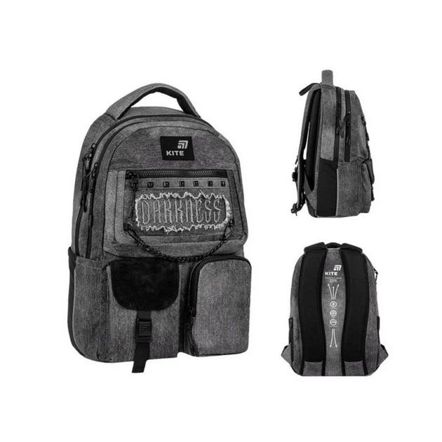 Рюкзак шкільний для підлітка Kite Education Teens Darkness, для хлопчиків, сірий (K26-2587M-5) - зображення 2