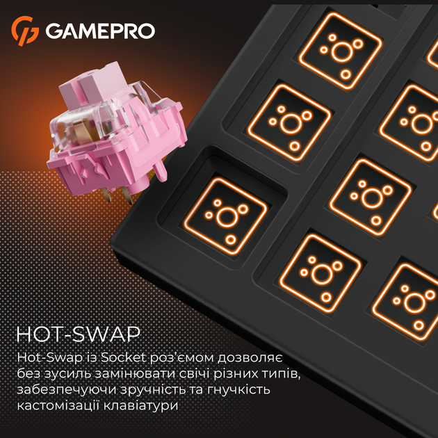 Клавиатура проводная GamePro MK160 V2 Warden QLAB Sakura Linear RGB USB Black (MK160-V2-B-QS) - изображение 16