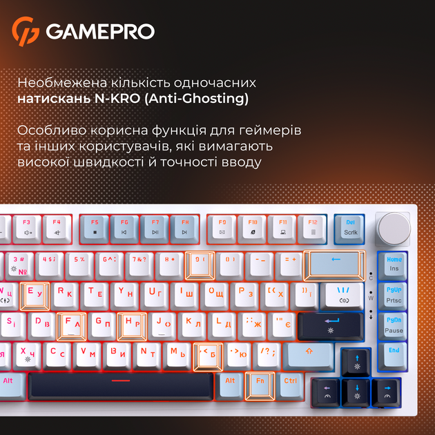 Клавиатура проводная GamePro MK160 V2 Warden QLAB Sakura Linear RGB USB White (MK160-V2-BL-QS) - изображение 6