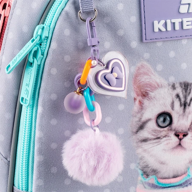 Рюкзак школьный полукаркасный ортопедический для первоклассника Kite Education Studio Pets, для девочек, серый (SP26-724S) - изображение 11
