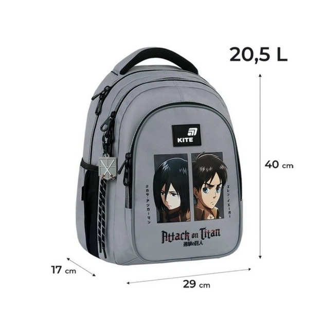 Рюкзак школьный для подростка ортопедический Kite Education Teens Attack on Titan, для мальчиков, серый (AT26-8001M) - изображение 4