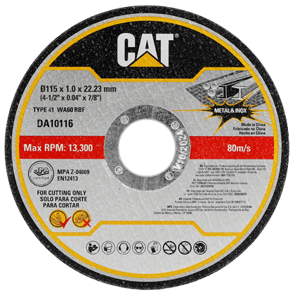 Диск для різання металу CAT DA10115 115 x 22.2 мм 10 шт (6943475896317) - Фото 1 Диск для різання металу CAT DA10115 115 x 22.2 мм 10 шт (6943475896317) - зображення 1