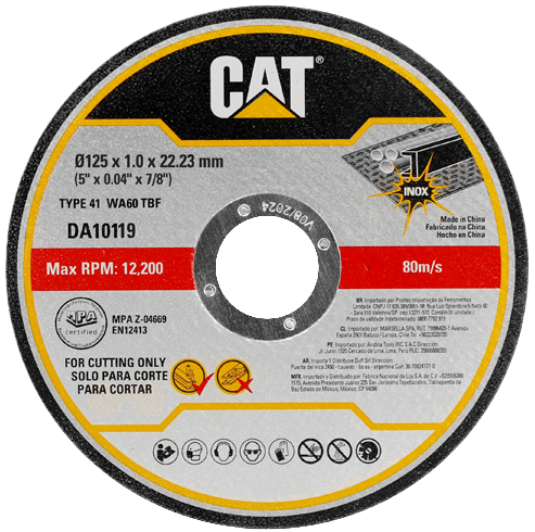 Диск для різання металу CAT DA10119 125 x 22.2 мм 10 шт (6943475896355) - Фото 1 Диск для різання металу CAT DA10119 125 x 22.2 мм 10 шт (6943475896355) - зображення 1