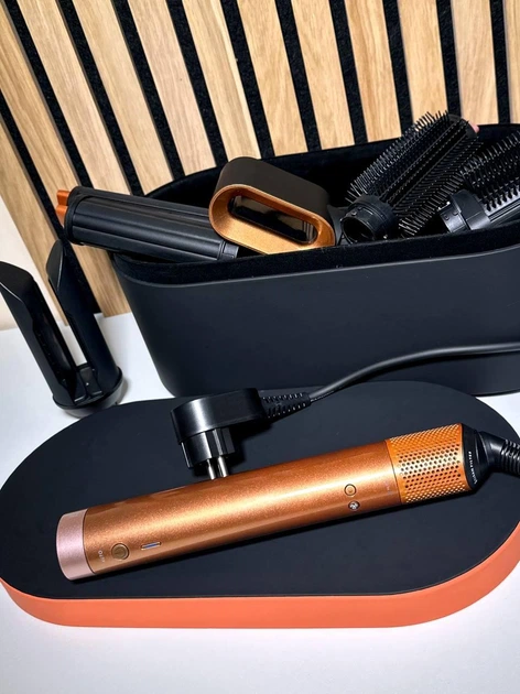 Стайлер для волосся 6в1 Airwrap HS09 Amber Gold з кейсом з кейсом фен мультистайлер для укладання волосся вирівнювач щітка випрямляч плойка брашинг - изображение 5