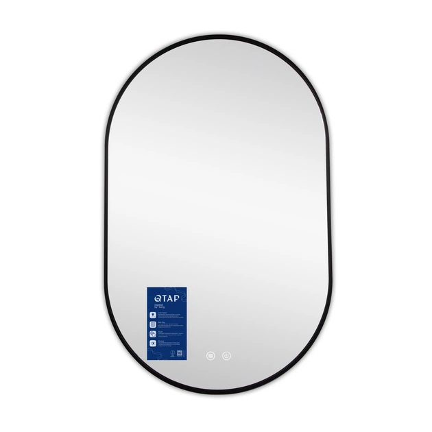 Дзеркало Qtap Scorpio (SC1) з LED-підсвічуванням Touch, з антизапотіванням, з димером, рег. темп. кольору (3000-6500K) Black QTSC500800 - зображення 4