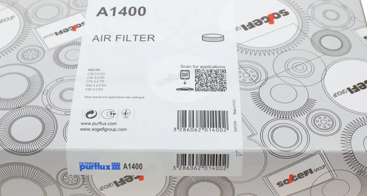 Повітряний фільтр Purflux A1400 Volvo V50, C70, C30, S40, V40 30741485 - зображення 4