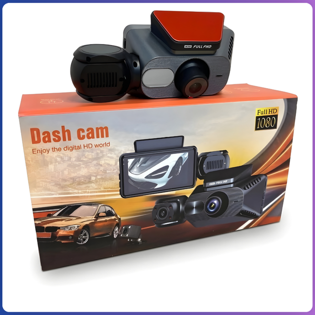 Видеорегистратор 3в1 с камерой салона заднего вида и G-сенсором Full HD Dash Cam - изображение 5