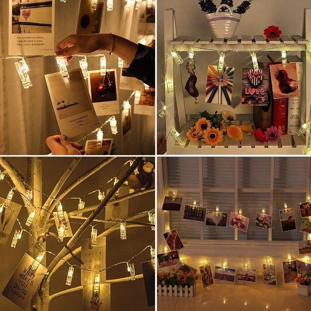 Гірлянда з прищіпками для фотографій 4,5 м 20 LED USB з теплим світлом для інтер’єру - зображення 4