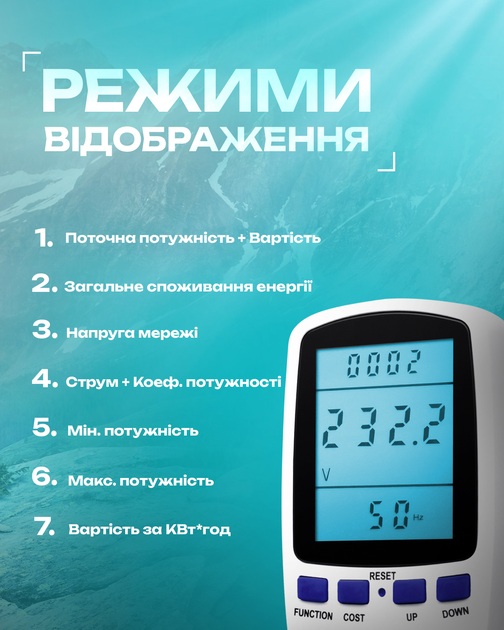 Энергометр ваттметр многофункциональный измеритель мощности вольтметр амперметр с подсветкой CAT-II White Caterpillar - изображение 3