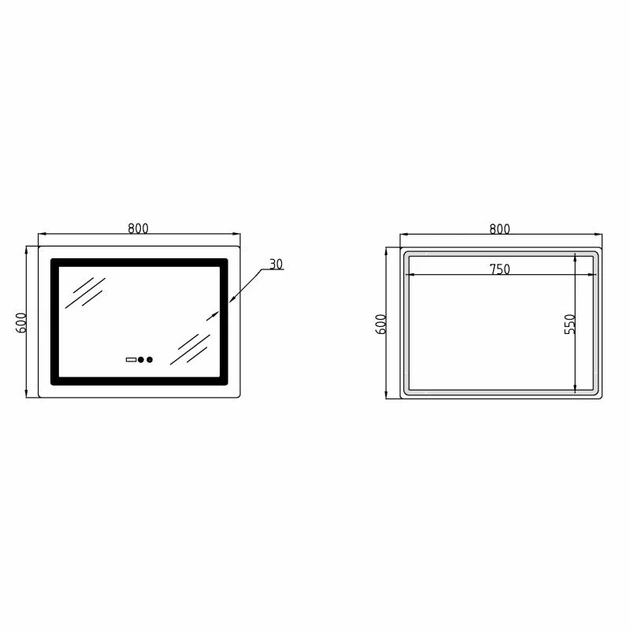 Зеркало Lidz Kubis (KU2) 800х600 с LED-подсветкой, антизапотеванием, часами и сенсорным диммером (SD00055405) - Фото 2 Зеркало Lidz Kubis (KU2) 800х600 с LED-подсветкой, антизапотеванием, часами и сенсорным диммером (SD00055405) - изображение 2