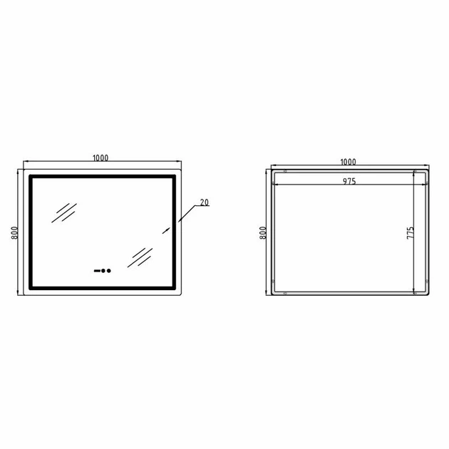 Зеркало Qtap Mideya (MI2) 1000х800 с часами, с LED-подсветкой Touch, с антизапотеванием, диммером, рег. яркости - Фото 2 Зеркало Qtap Mideya (MI2) 1000х800 с часами, с LED-подсветкой Touch, с антизапотеванием, диммером, рег. яркости - изображение 2