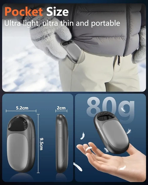Магнитные грелки для рук 2 шт с USB-C 3500 мАч аккумуляторы, уценка - изображение 6