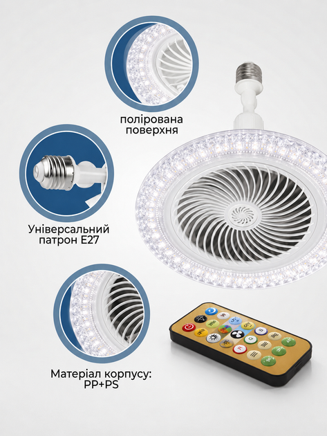 Люстра потолочная LED 30W Biom с вентилятором и пультом дистанционного управления - Фото 4 Люстра потолочная LED 30W Biom с вентилятором и пультом дистанционного управления - изображение 4