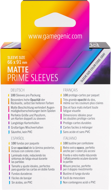Протектори для карт Gamegenic Matte Prime 66 x 91 мм Фіолетові 100 шт. (4251715419540) - зображення 2