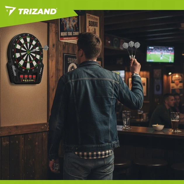 Електронний дартс Trizand 26307 набір для гри в дротики з 4 LED-дисплеями для 1–16 гравців + 6 дротиків та звукові ефекти для дому та клубу - Фото 2 Електронний дартс Trizand 26307 набір для гри в дротики з 4 LED-дисплеями для 1–16 гравців + 6 дротиків та звукові ефекти для дому та клубу - изображение 2