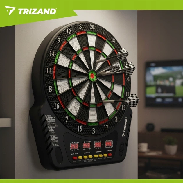 Електронний дартс Trizand 26307 набір для гри в дротики з 4 LED-дисплеями для 1–16 гравців + 6 дротиків та звукові ефекти для дому та клубу - Фото 5 Електронний дартс Trizand 26307 набір для гри в дротики з 4 LED-дисплеями для 1–16 гравців + 6 дротиків та звукові ефекти для дому та клубу - изображение 5