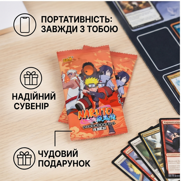 Карточки сувенирные картонные коллекционные Наруто Kayou Tier 1 Wave 5 бустеров по 5 карт, игральные карты аниме - изображение 4