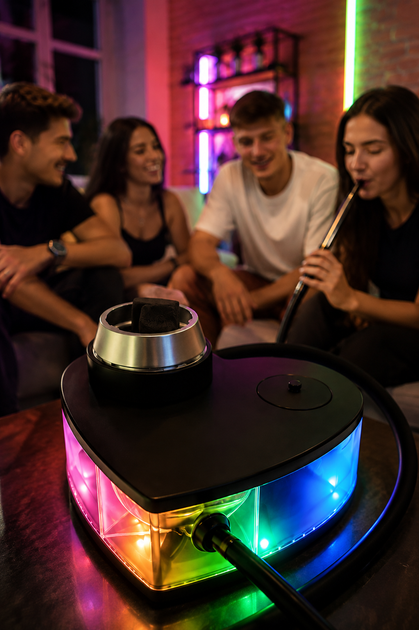 Кальян горизонтальный Heat Keeper Nargile Chicha Cachimbas сердце 5.5см черный из акрила полный комплект - зображення 3