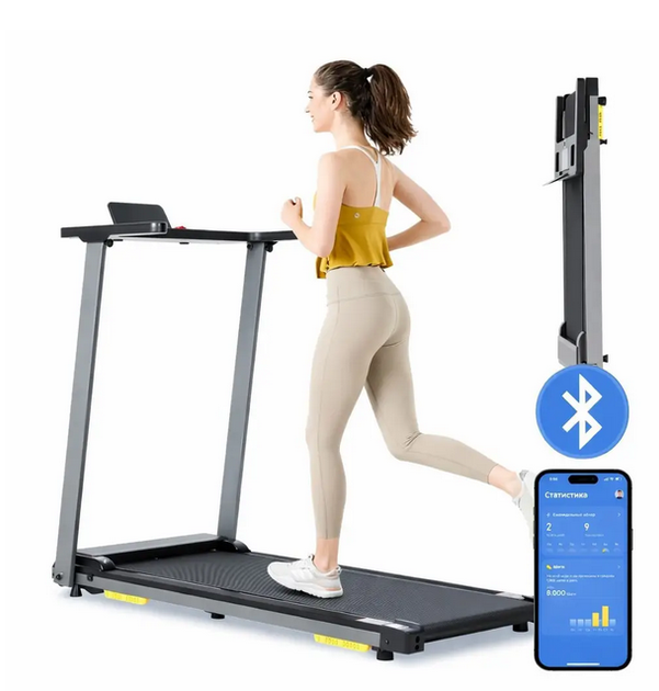 Бігова доріжка Novonova SY-T2712 електрична 1200 Вт 1–12 км/год 120 кг LCD Bluetooth 15 програм складана чорна - зображення 7