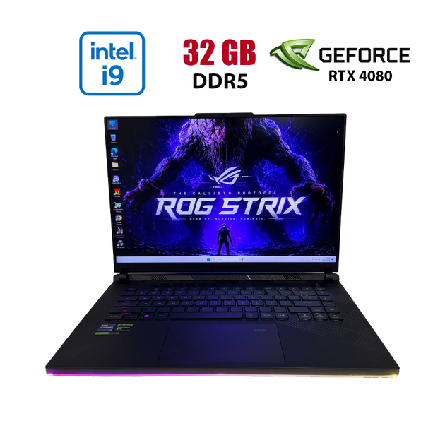 Игровой ноутбук Asus ROG Strix SCAR 16 G634JZR / 18" (2560x1600) IPS / Intel Core i9-14900HX (24 (32) ядра по 1.6 - 5.8 GHz) / 32 GB DDR5 / 1000 GB SSD / nVidia GeForce RTX 4080, 12 GB GDDR6X, 192-bit / WebCam б/у - Фото 1 Игровой ноутбук Asus ROG Strix SCAR 16 G634JZR / 18" (2560x1600) IPS / Intel Core i9-14900HX (24 (32) ядра по 1.6 - 5.8 GHz) / 32 GB DDR5 / 1000 GB SSD / nVidia GeForce RTX 4080, 12 GB GDDR6X, 192-bit / WebCam б/у - изображение 1