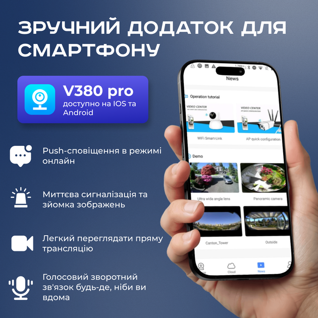 Вулична ip камера відеоспостереження Wi-Fi 6 Mp з двома об'єктивами нічним режимом мікрофоном огляд 360 записом - зображення 4