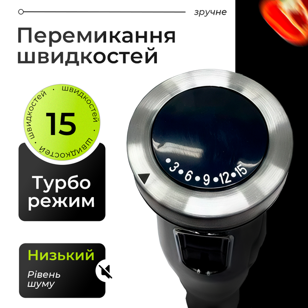 Блендер погружной мощный ручной Zepline 1500вт набор 5в1 с насадками измельчитель венчик чоппер вспенитель чаш - изображение 3