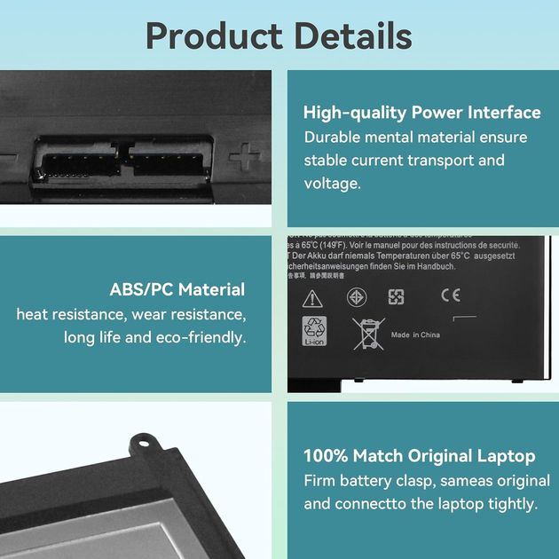 Аккумуляторная батарея K KYUER 6MT4T для Dell Latitude E5470 E5570 E5270 Precision 3510 7.6V 62Wh литий-ионная черная - изображение 6
